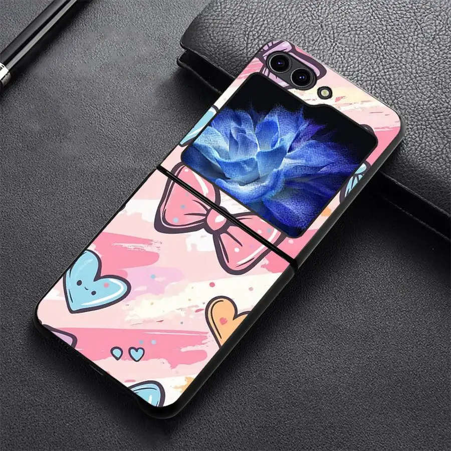 Pink Bow Print Case for Samsung Galaxy Z Flip 8 Flip3 Flip5 Flip7 FE Z Flip 7 6 5 4 3 Flip6 Flip4 Phone Cover