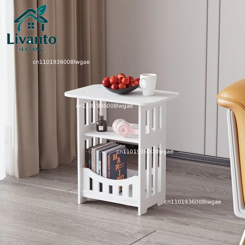 Modern Nordic Storage Side Table Small Coffee Table Bedside Cabinet Mini End Table Nightstand for Living Room Bedroom Furniture