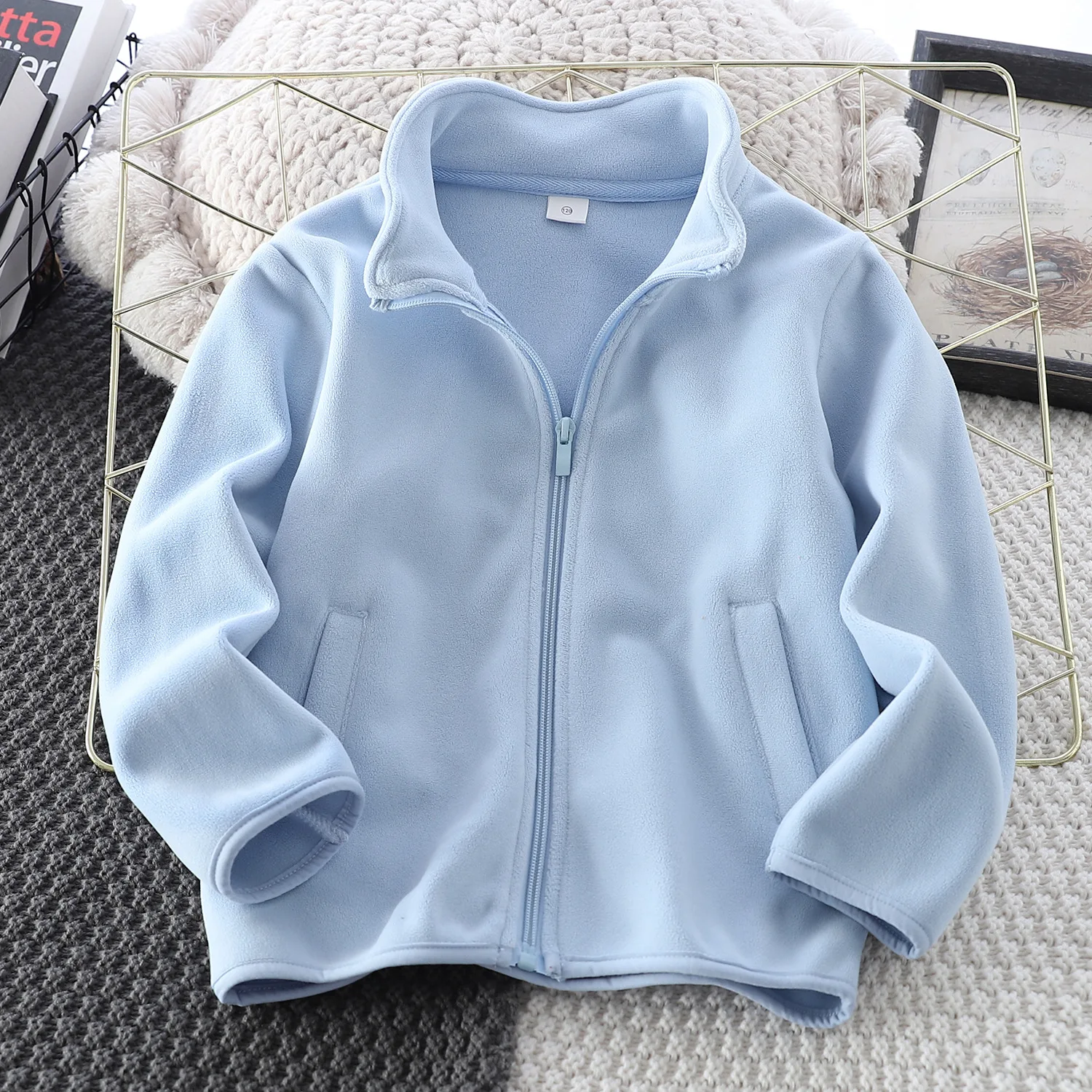 Children's Polar Fleece Sweatshirt 2025 New Spring Kids Warm Stand Collar Cardigan Coat For Boys Girls 3-13 Years Autumn Wear