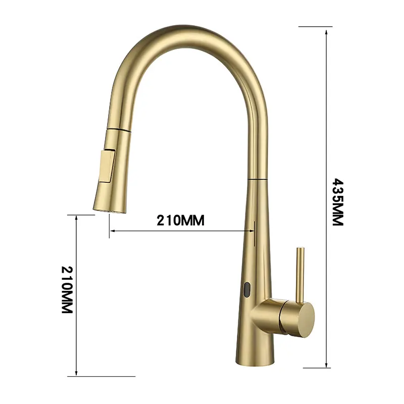 Imagem -03 - Sensor de Toque Torneira da Cozinha Puxar para Fora da Cozinha Mistura Sensor de Indução Infravermelha Torneira da Pia do Sensor de Toque da Cozinha Froated Ouro
