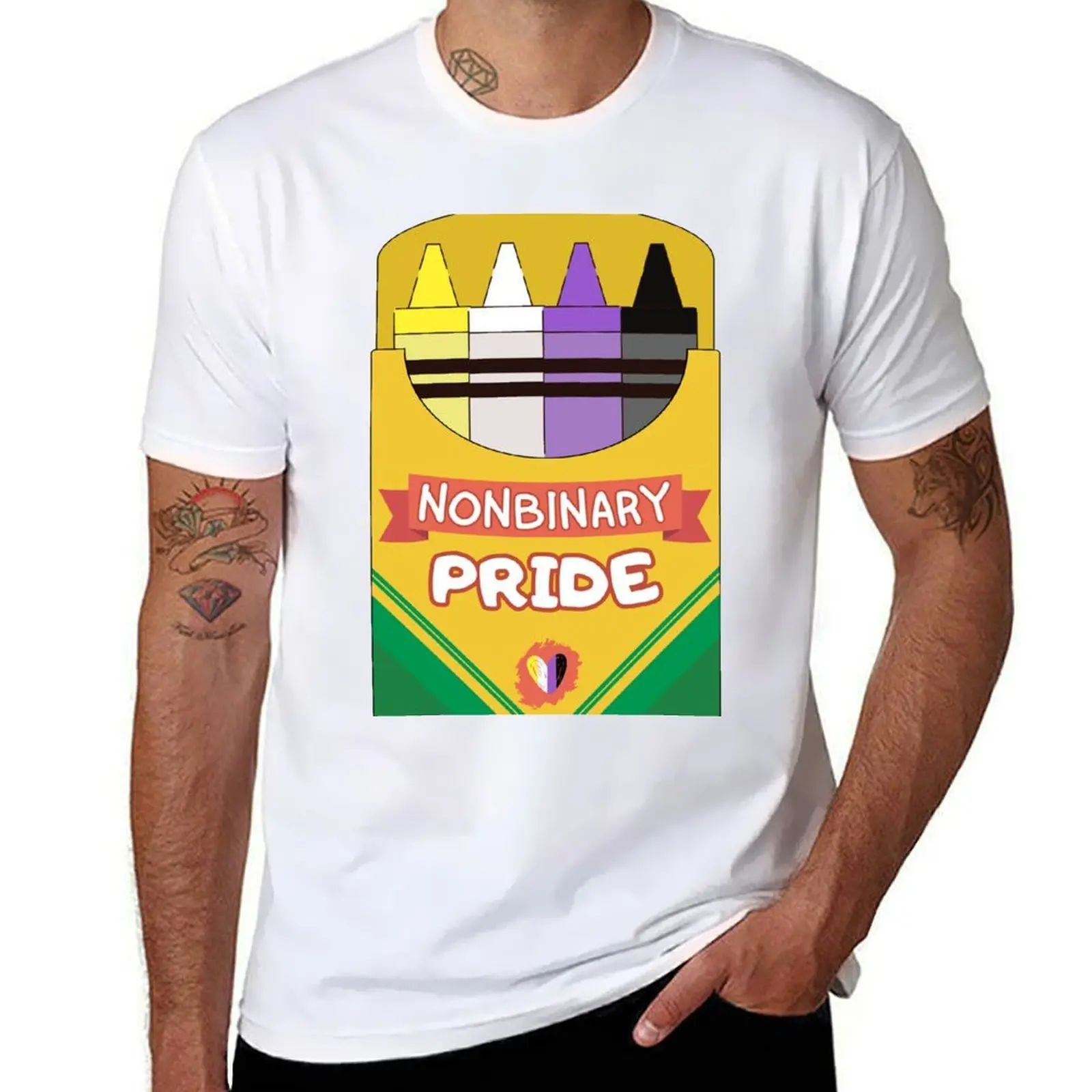 

NonBinary Pride Crayons T-Shirt t shirts for man pack white man graphic t shirt cotton t shirt man T-Shirt