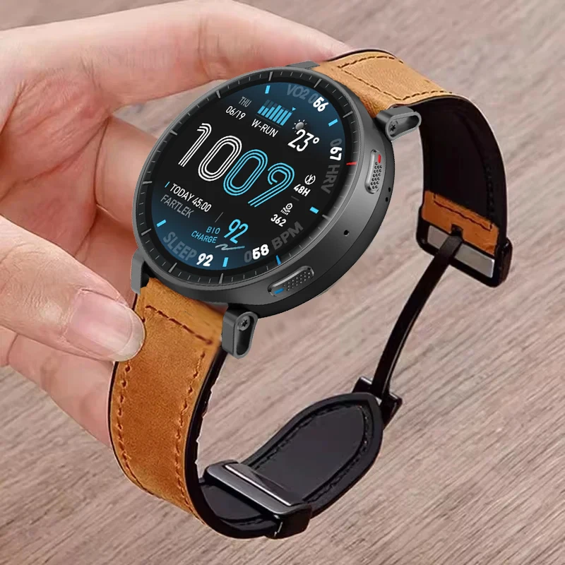 20 22mm Armband Correa für Amazfit Active Max/Active 2/Balance 2/Bip 6 5 3 Silikon+Leder Magnetarmband T-Rex 3Pro 48mm 44mm