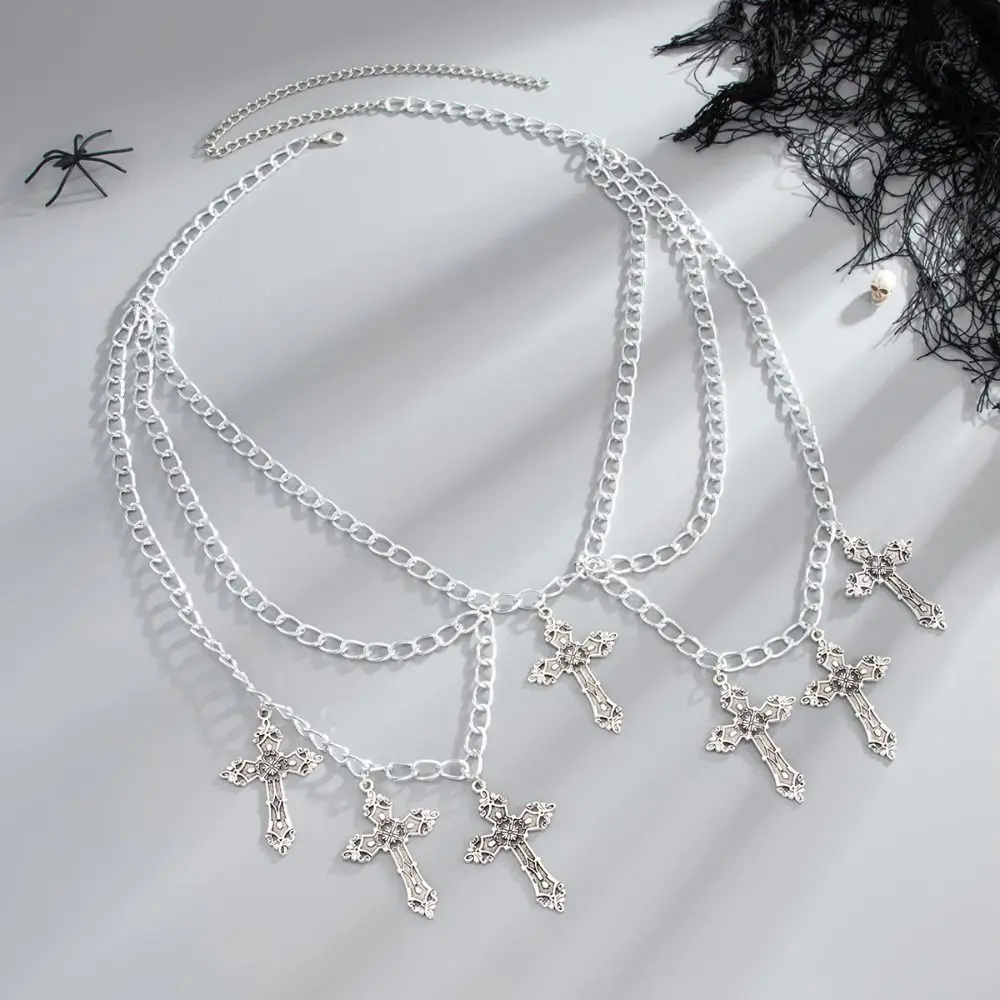 

Винтажная поясная цепочка в стиле панк Y2K с подвеской в виде креста, полая цепочка на талию с крестом, темпераментный поясной аксессуар, многослойная женская цепочка для тела