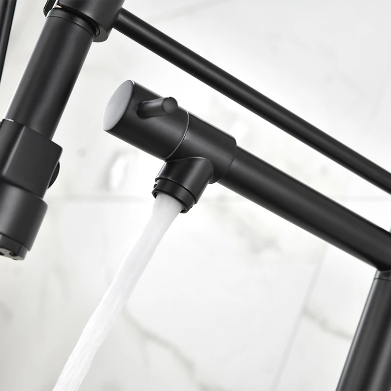 Kitchen Single Hole Sink Faucet Spring Pull-down Multifunctional Faucet Basin Deck Installation Faucet Matte Black