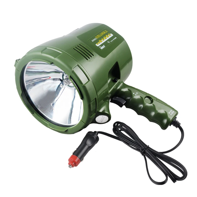 209D External 12V Halogen Lamp Outdoor Strong Lighting Flashlight 65W Yellow Halogen Handheld Searchlight