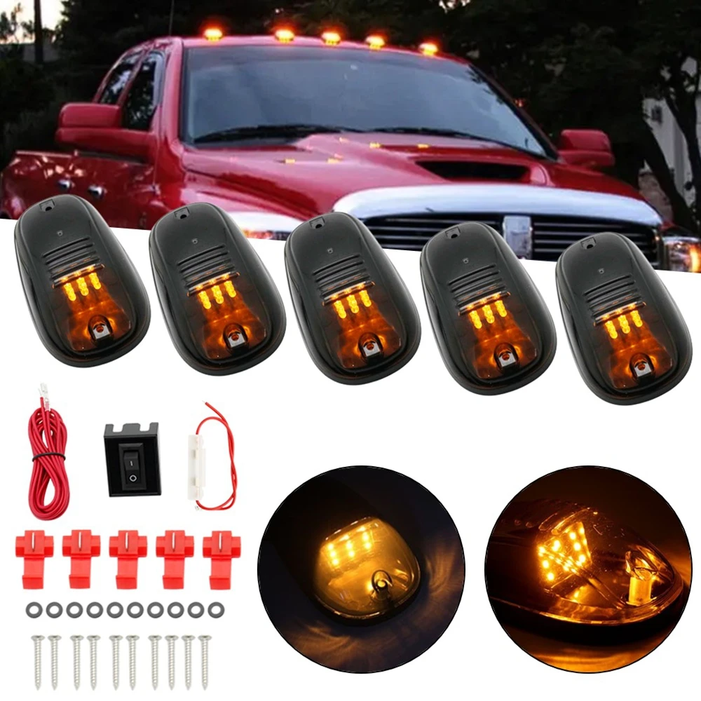 

5pcs Amber White LED Cab Roof Top Marker Running Lights For Truck SUV 4x4 Dodge RAM F150 / F250 / F350 Signal Lamp Head Light