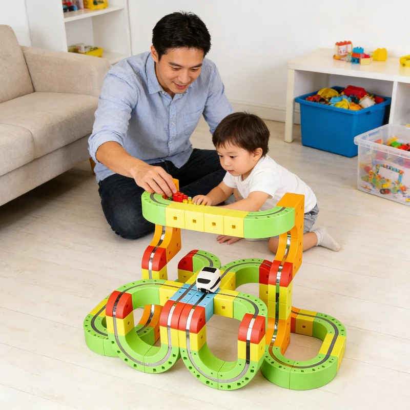 New Children's Magic Rail Train Toy Electric Assembly Building Blocks Magnetic Rail Car Maze Children's Puzzle Birthday Gift
