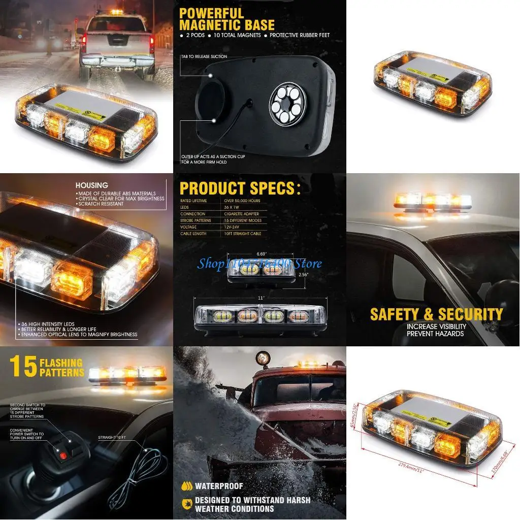 

y1gd 36 LED 12V Car Interior Reading Plate Working Light Roof Ceiling Panel Dome Lamp