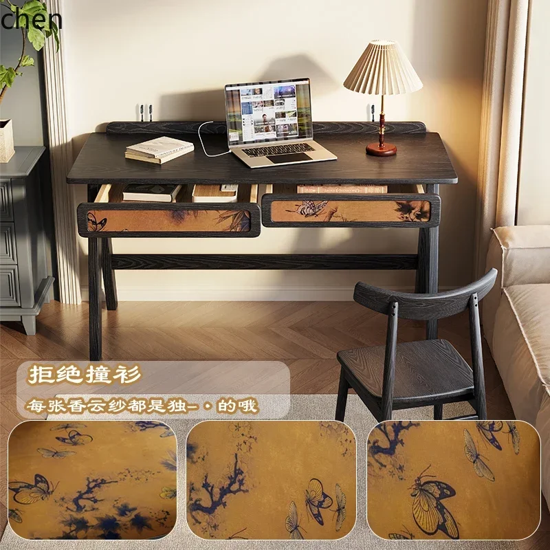 DSA  Vintage Style Desk and Chair Retro Writing Bedroom All Solid Home Light Luxury Makeup