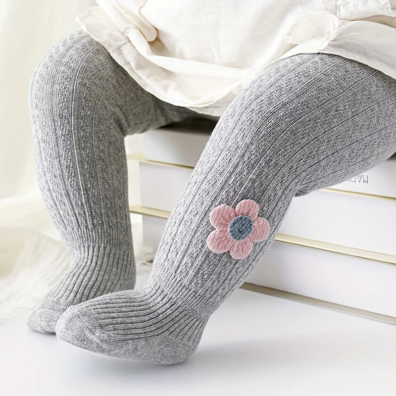 1 set of floral decoration pure knit pantyhose, girls pantyhose Autumn/Winter warm pantyhose, children toddler leggings Fashion