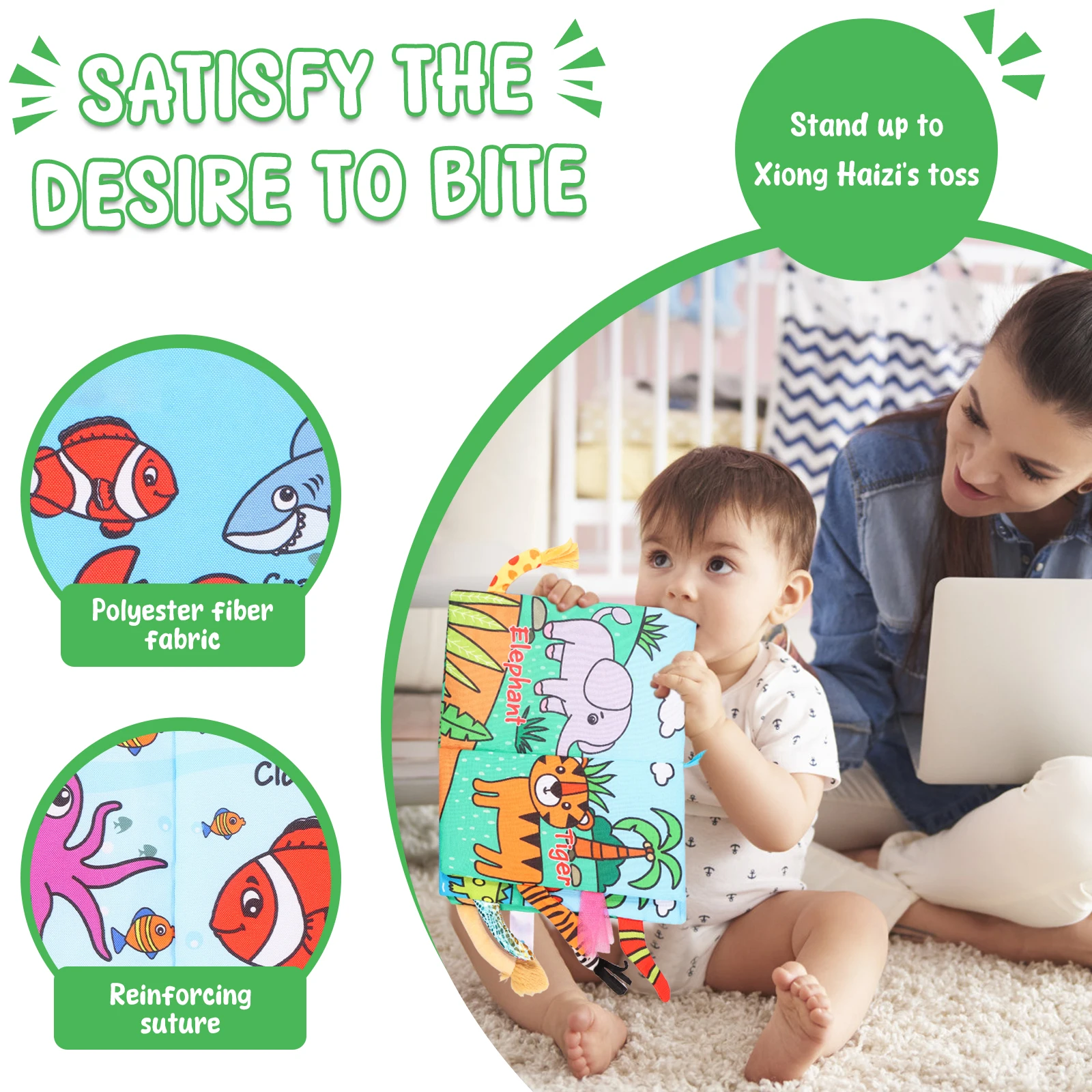 Cartoon Animal Face Matching Cloth Book Torn Baby Stereo Cloth Book Montessori Early Educational Teaching Toddler Books Gifts