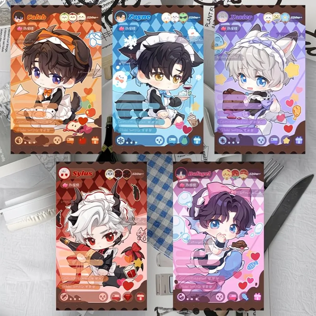 새로운 사랑과 심우주 게임 귀여운 코스프레 작은 카드 애니메이션 스타일 메이드 드레스 선물