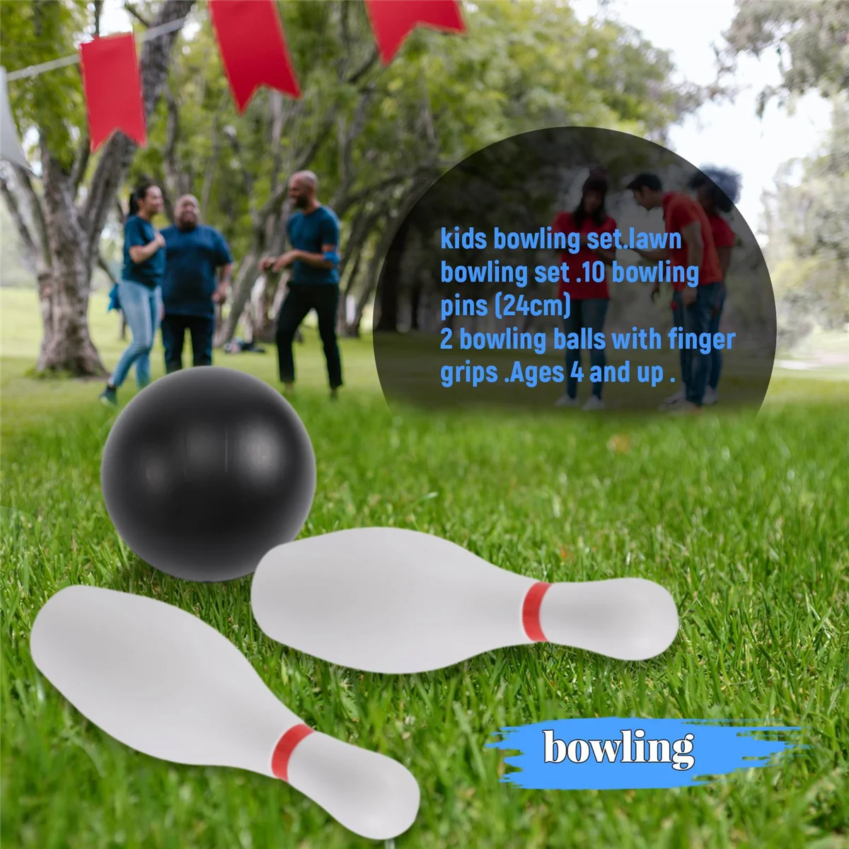 

Better Quality 1 Set Bowling Set for Kids & Adults 2 Ball with 10 Pins for Family Kids and Adults Backyard Skittles