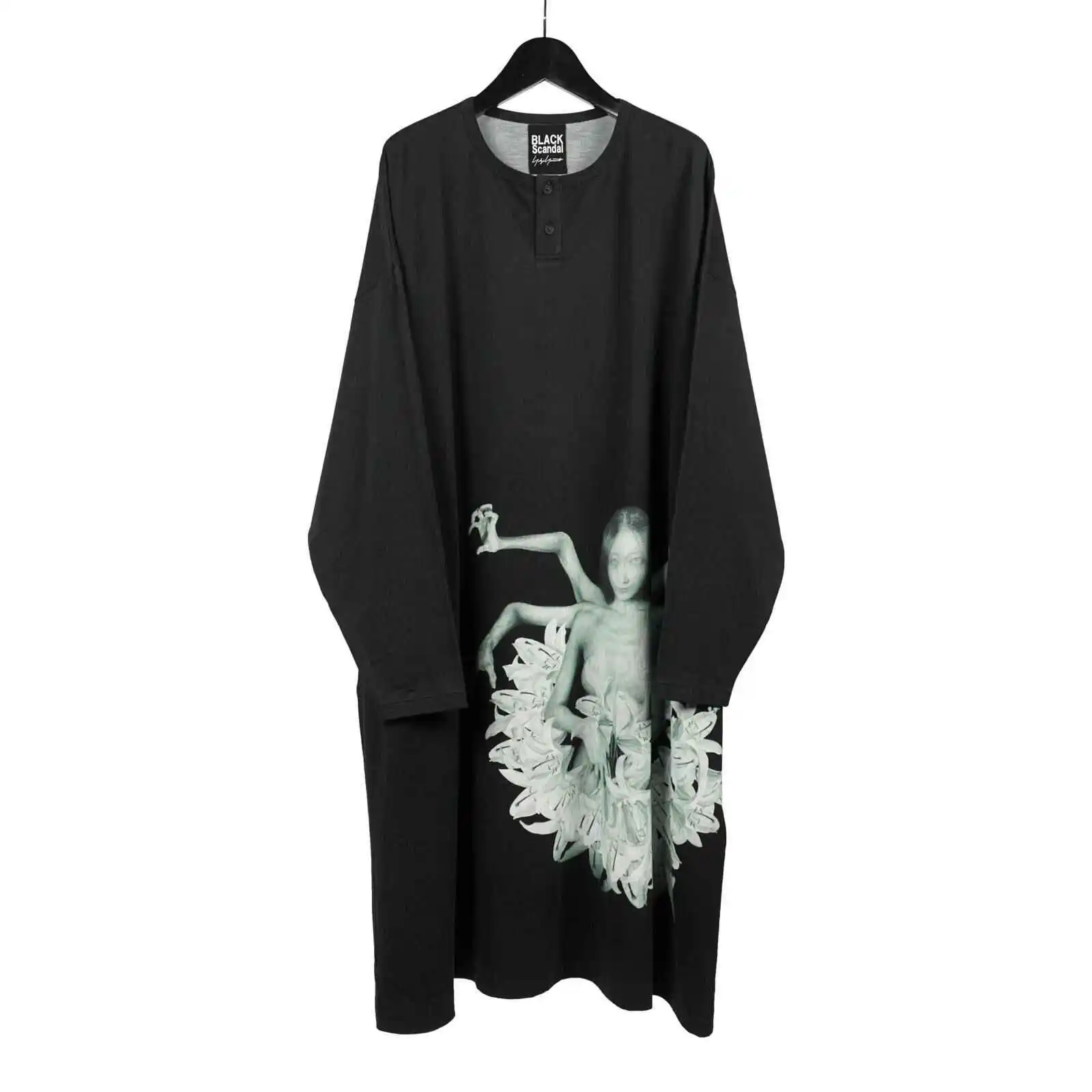 

TOP-YAMAMOTO's original design, a dark, niche, long-sleeved, Asura round-neck puller, short-sleeved, thin style