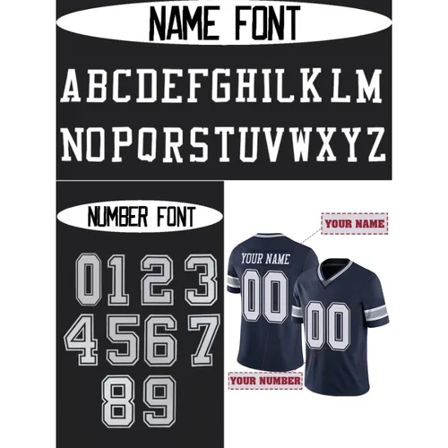 Imagen 2 del producto Camiseta de fútbol personalizada con nombre y número de Dallas, camiseta de manga corta con cuello en V bordada, camiseta transpirable DIY, ropa personalizada para hombre