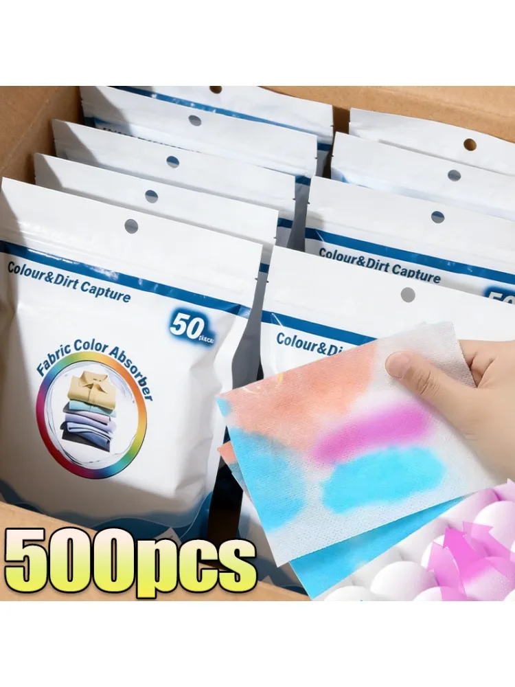 Feuille anti-décoloration pour lave-linge en tissu non-tissé, absorbant les couleurs et anti-taches