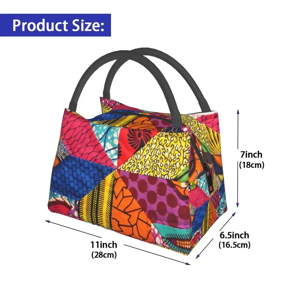 Custom colorido africano ankara imprime sacos de almoço para mulheres, refrigerador térmico, caixas isoladas para piquenique, camping, trabalho, viagem