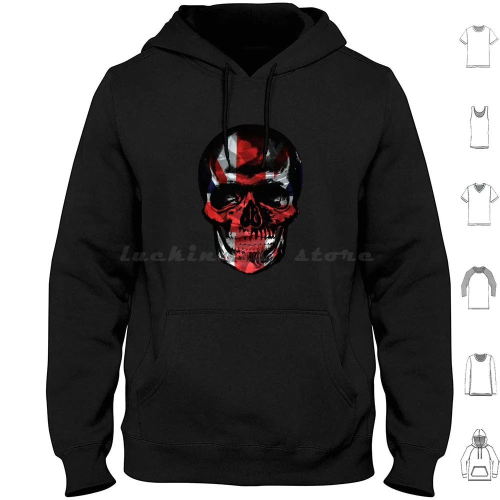 Jack Skull Hoodies Long Sleeve Uk United Kingdom Skull Black Red Blue White Roses Dark