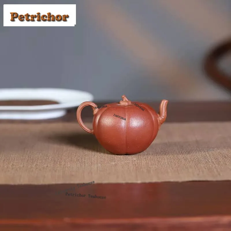 HOYIHM 210ml High-end Yixing Purple Clay Teapots Handmade Pumpkin Pot Raw Ore Section Mud Starch Kettle Zisha Teaset Gift