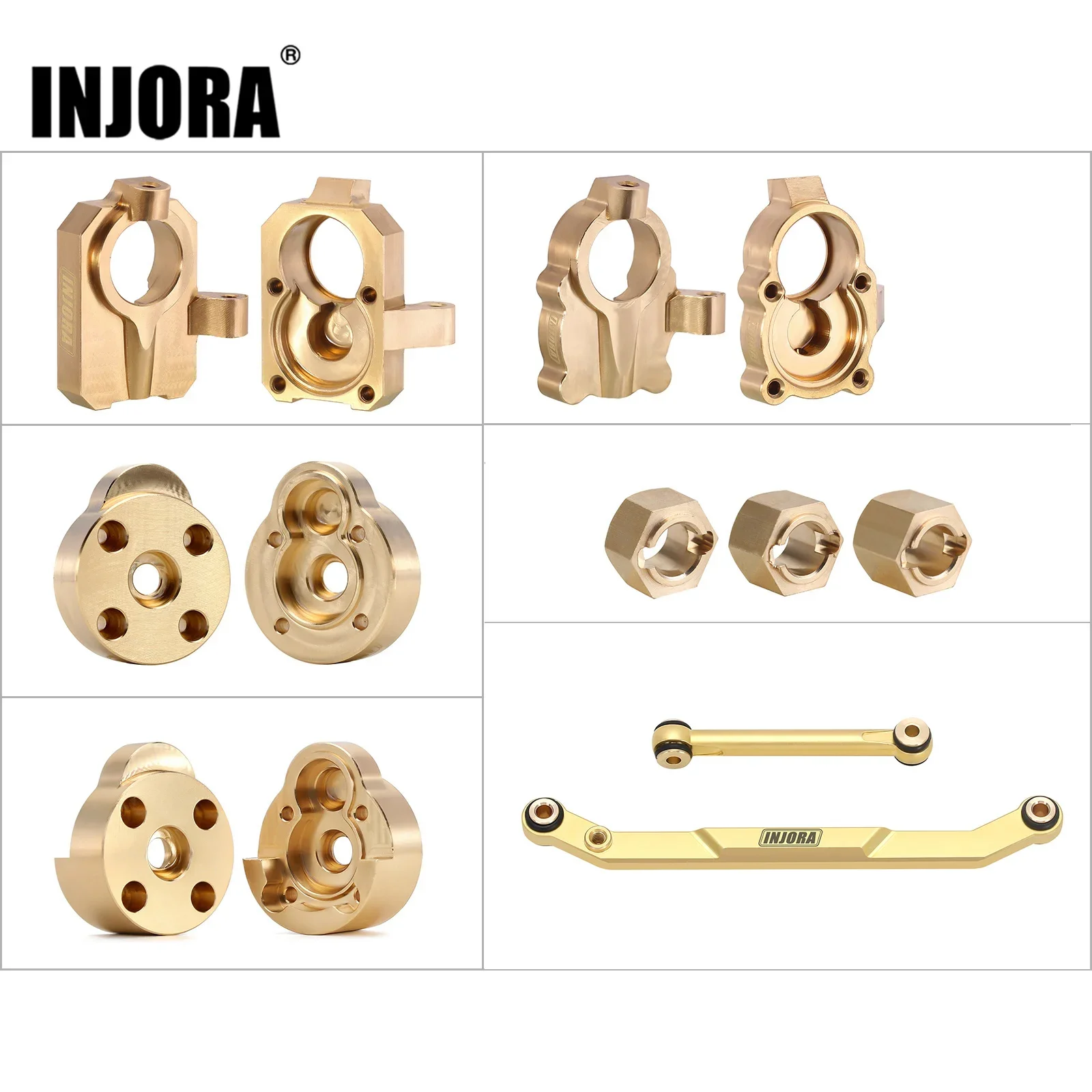 INJORA Brass Portal Drive Housing Steering Knuckles Wheel Hex Upgrade Parts For 1/24 RC Crawler FMS FCX24 FCX18