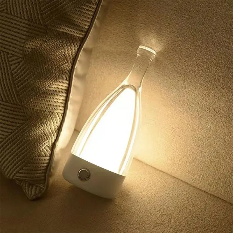 

Bedside Nightstand Lamp Wine Bottle Shape Light Table Desk Modern Lamp Rechargeable Dimmable Desk Light Study Lamps For Living