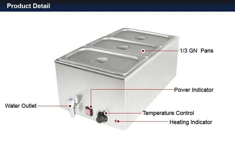 Linkrich BM150-3B Commercial Grade Stainless Steel Buffet Bain Marie Electric Portable for Hotel & Restaurant Use Best Seller