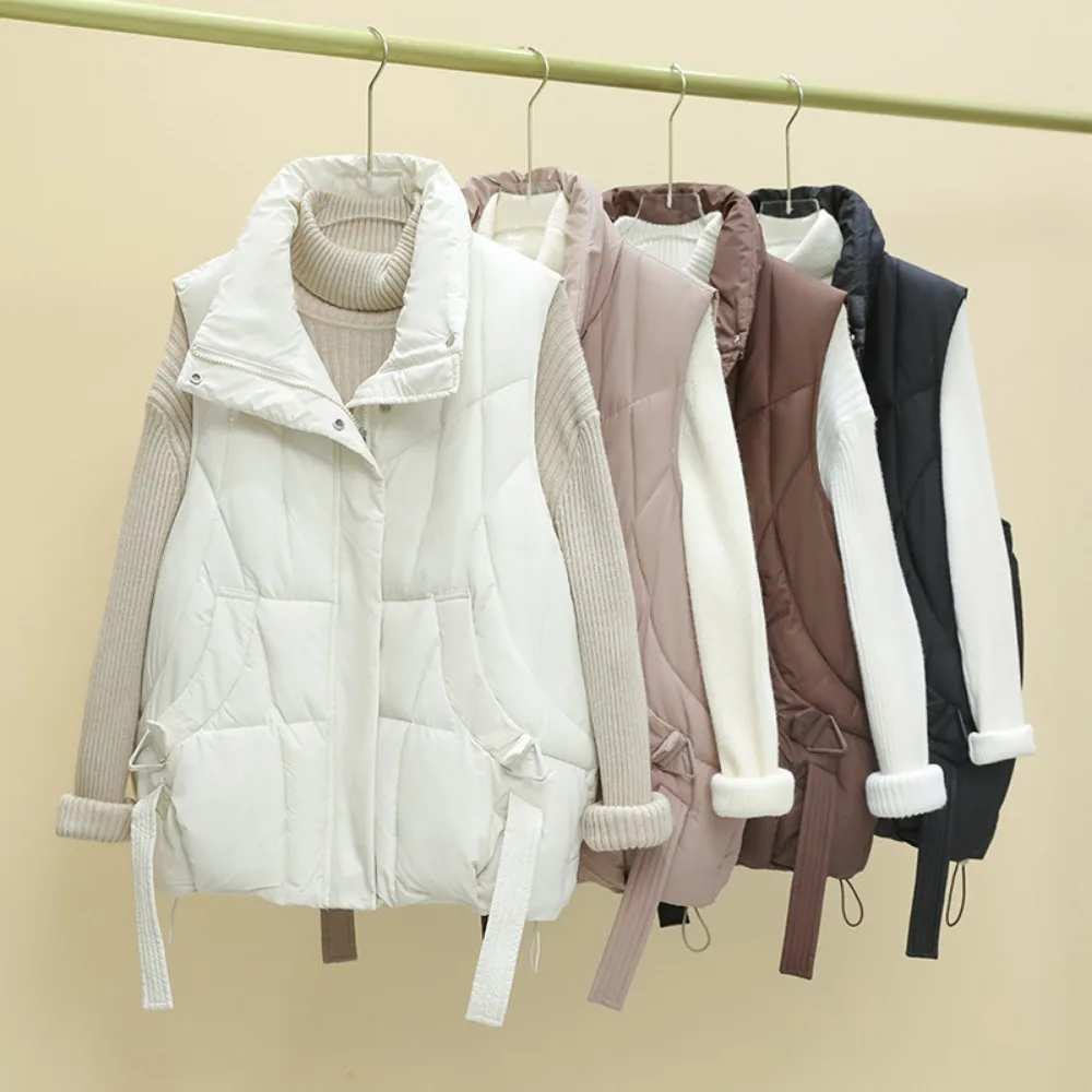 

Autumn Winter Women Down Vest Jacket New Womens Sleeveless Waistcoat Stand Collar Women Cotton Vest Coat Women Waistcoat Top