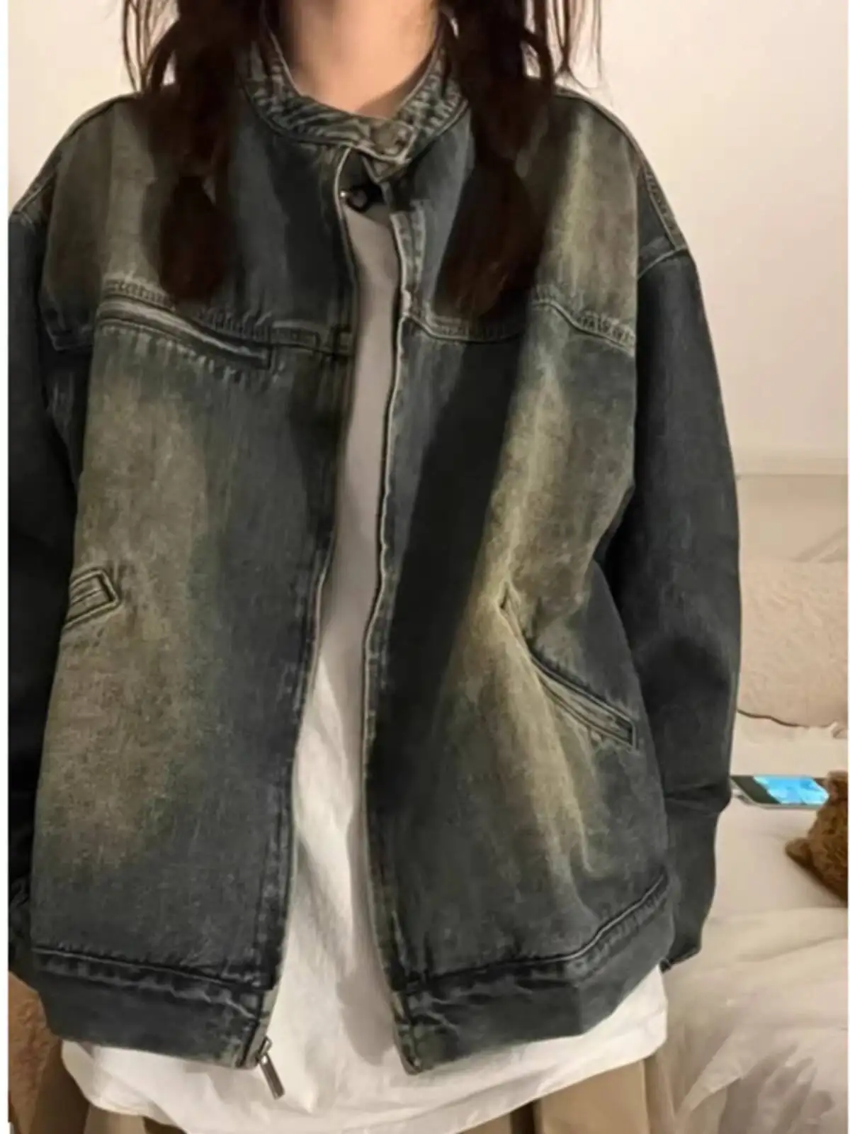 2026 New Fall Winter Men's American Retro Cropped Denim Jacket Cool Stylish Stand Collar Workwear Jacket Couple Streetwear Tops