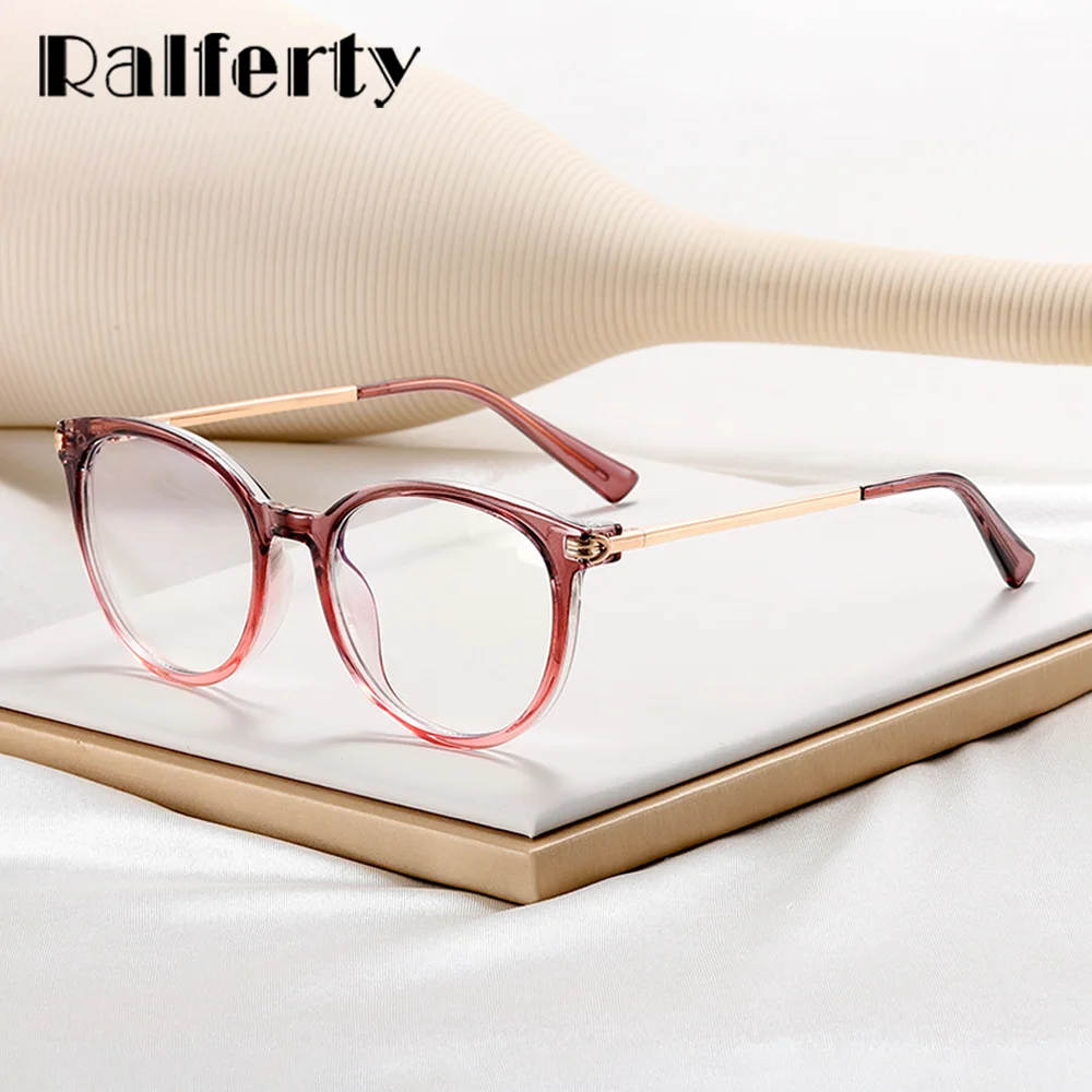 Ralferty TR90 Round Eyeglasses Frame Women Brand Designer Big Fashion Anti Blue Glasses No Diopter Myopia Frames Spectacle 2025