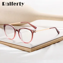 Ralferty TR90 Round Eyeglasses Frame Women Brand Designer Big Fashion Anti Blue Glasses No Diopter Myopia Frames Spectacle 2025