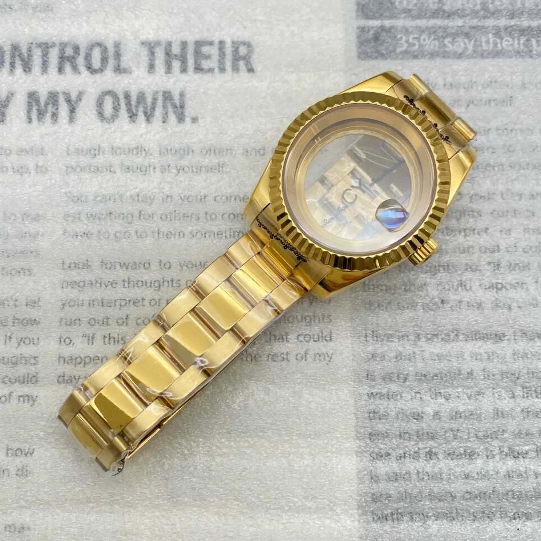 36mm 39mm Black Gold Oyster Perpetual DateJust Watch Case Strap for Seiko NH35 NH36 NH38 Automatic Movement Fits 28.5-29mm Dial