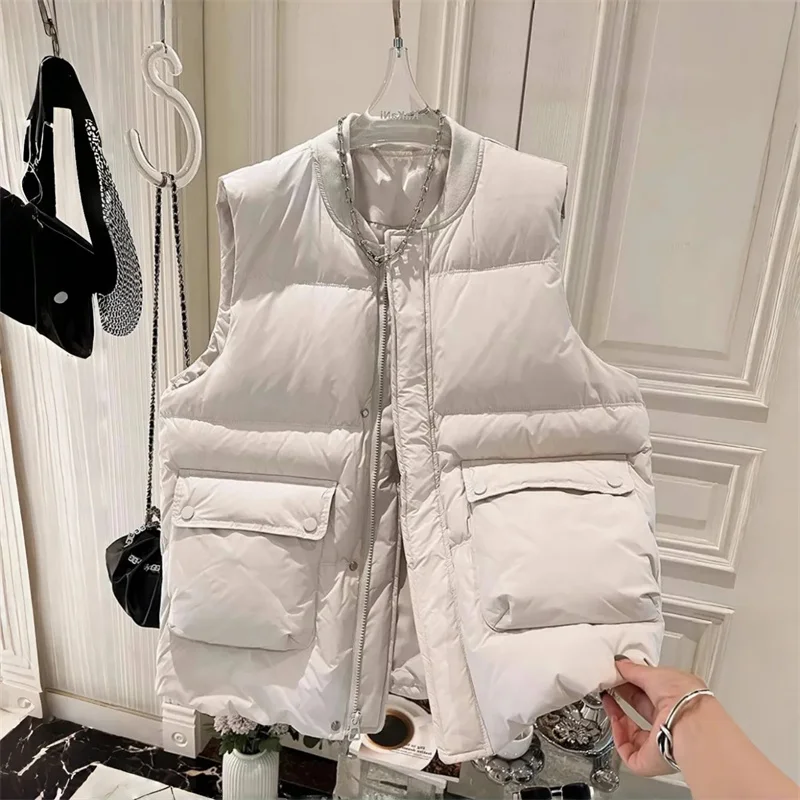 

Vintage Style Turn Down Collar Cotton Padded Vest Women Buttons Loose Winter Sleeveless Jackets Female Thicken Warm Waistcoat