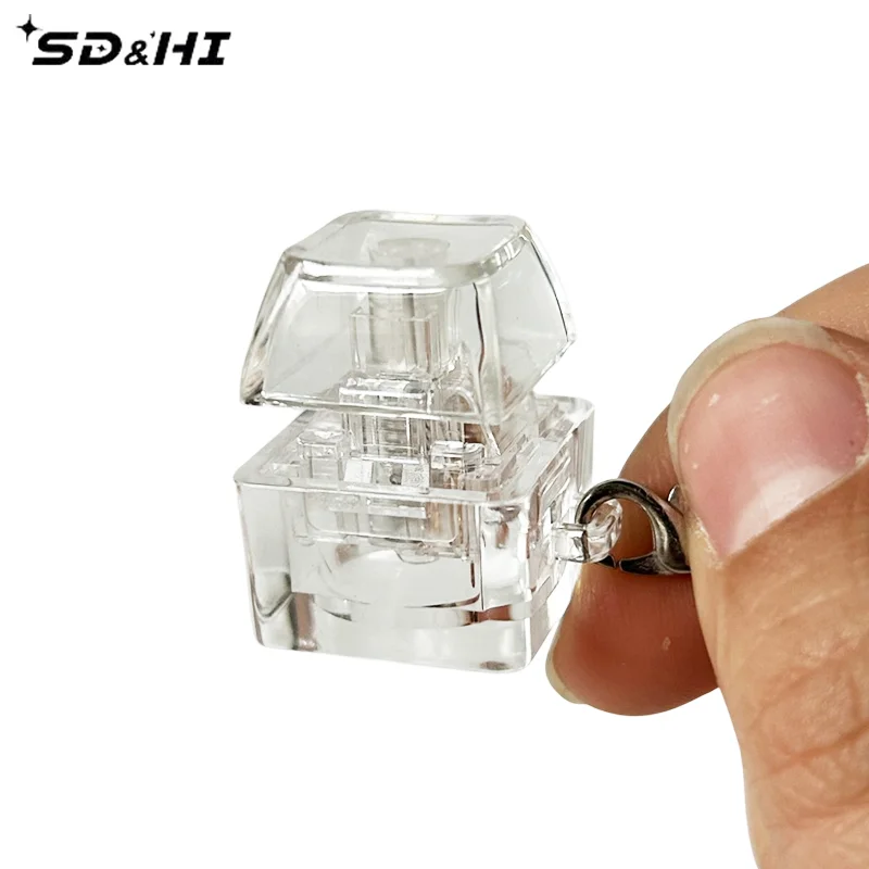 โปร่งใส 1/4 คีย์คีย์บอร์ดเครื่องทดสอบ LED คีย์บอร์ดของเล่นความเครียดบรรเทา DIY ปุ่ม Keycap พวงกุญแจของเล่น