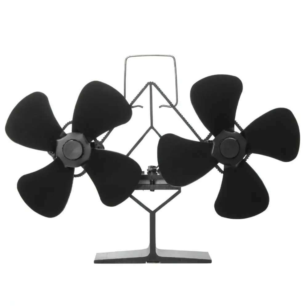 Efficient Thermal Power Stove Fan Dual Head Blower Silent Air Distribution For Wood Fireplace Modern Heating Tool