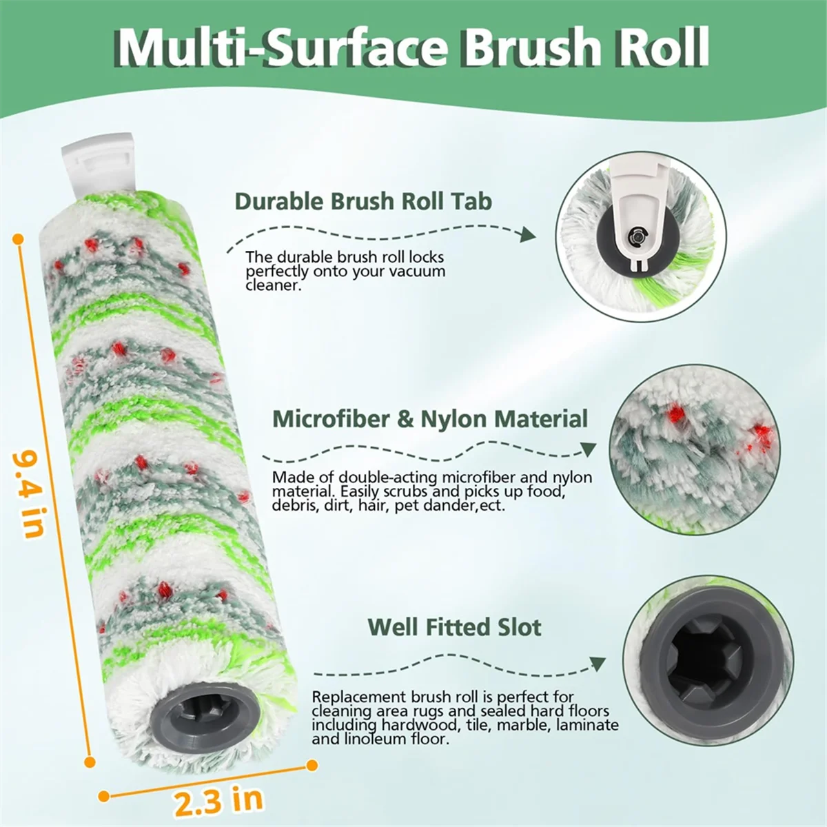 3 Pack Multi-Surface Pet Brush Rolls 2788 and Vacuum Filters 1866 Compatible for Bissell CrossWave Max 2554 2554A 2590