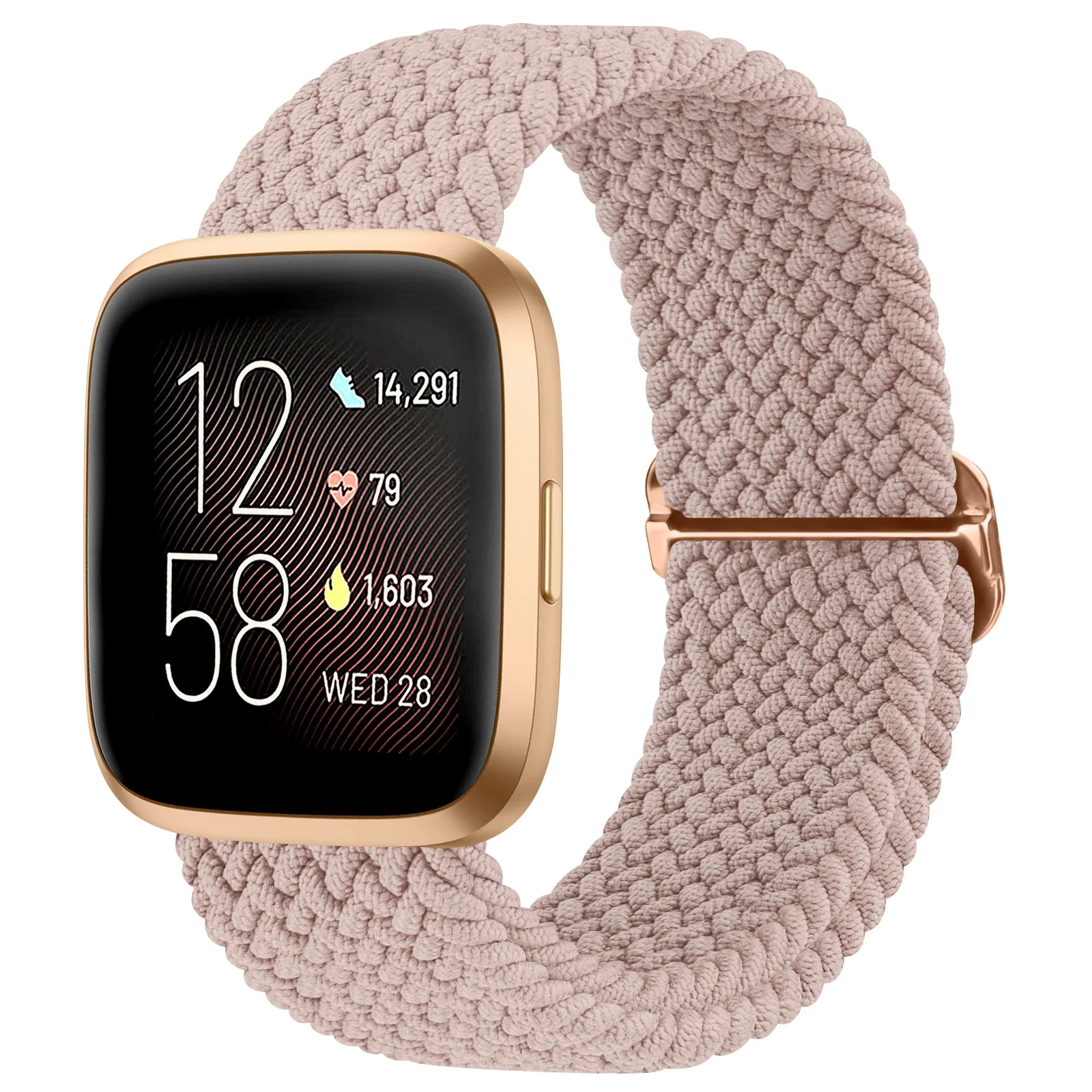 Elastic Trançado Loop Band para Fitbit Versa, Pulseira Strap, Fitbit Sense 2, Versa Lite Pulseira, Pulseira Ajustável, SE, 2, 3, 4