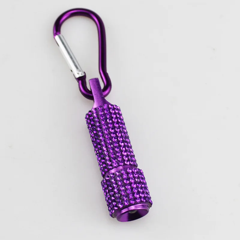 Rhinestone DIY Women Girls Children Outdoor Keychain Mini LED Flashlight