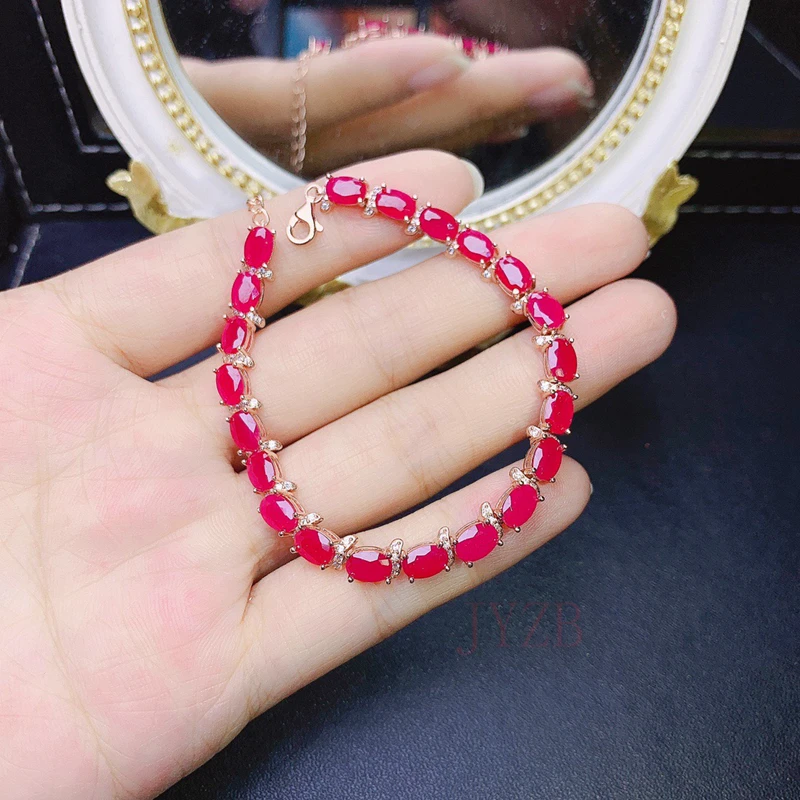 

Natural Sterling Silver Ruby Bracelet, July Birthstone Bracelet, Beaded Gem Bracelet, Real Ruby Jewelry, Exquisite Jewelry,