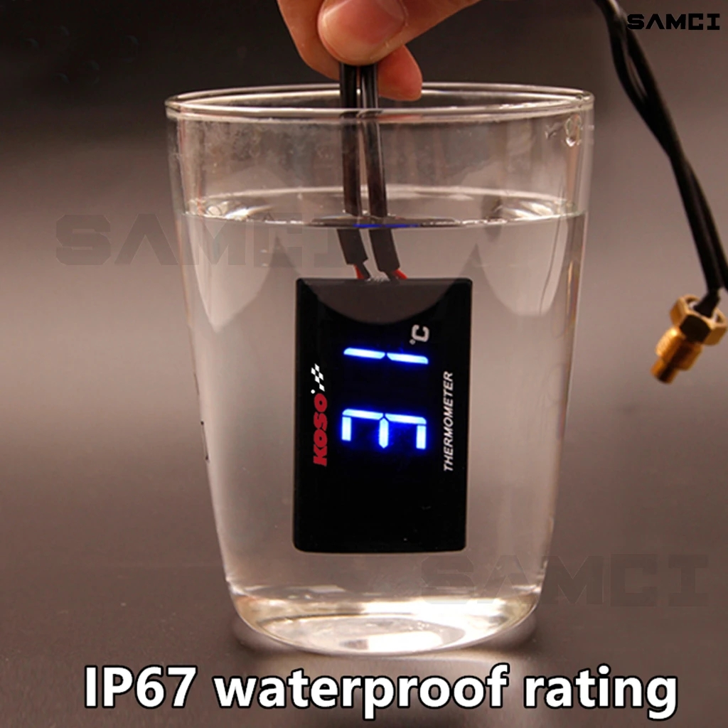 Motorcycle KOSO Water Temperature Gauge Mini Meter Moto Universal Thermometer For XMAX300 CB400 MT 07 09 Sensor Scooter Racing