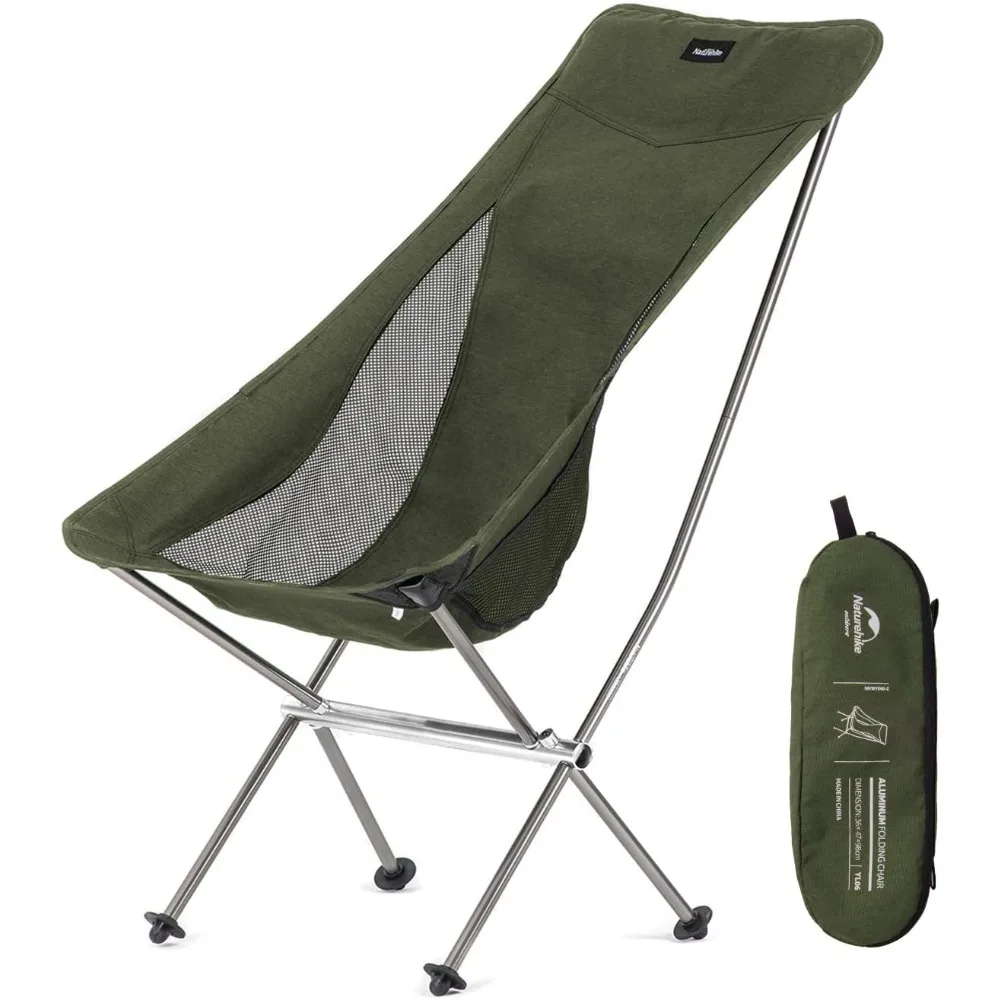 Folding Camping Chair, Lightweight High Back Portable Compact Chair, Large Heavy Duty 330lbs for Adults, Hiking Camp