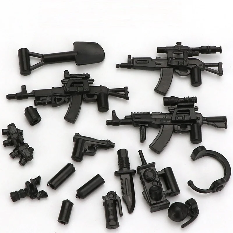 Moderne MOC Waffen Ausrüstung Gun Teile Stadt SWAT Waffen Brinquedos Playmobil Military Figuren Mini Gebäude Block Kinder Spielzeug