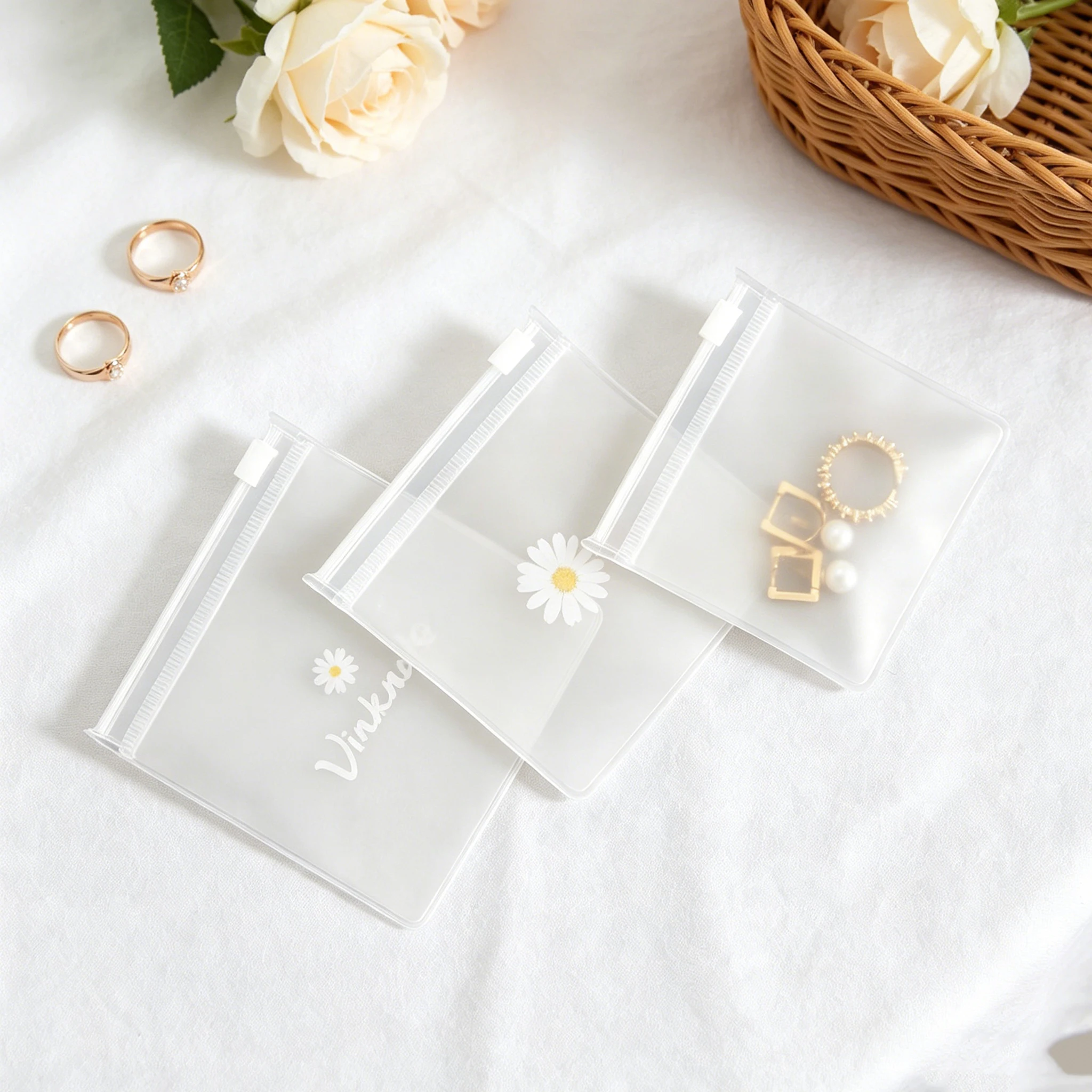 

100pcs Custom Matte Frosted Jewelry Zipper Bag Customized High-Quality Bracelet Necklace Ring Earring Packaging Ziplock Dust Bag