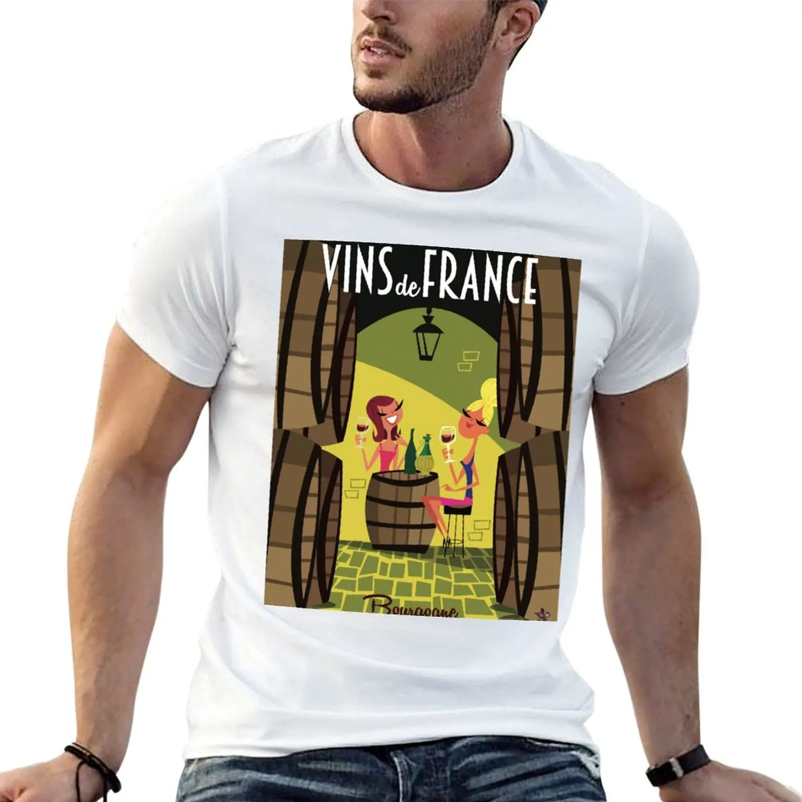 Camiseta con estampado de Vins de France Bourgogne, camisetas de anime, camiseta de algodón de gran tamaño, camisetas de algodón para hombre, camiseta de alta calidad
