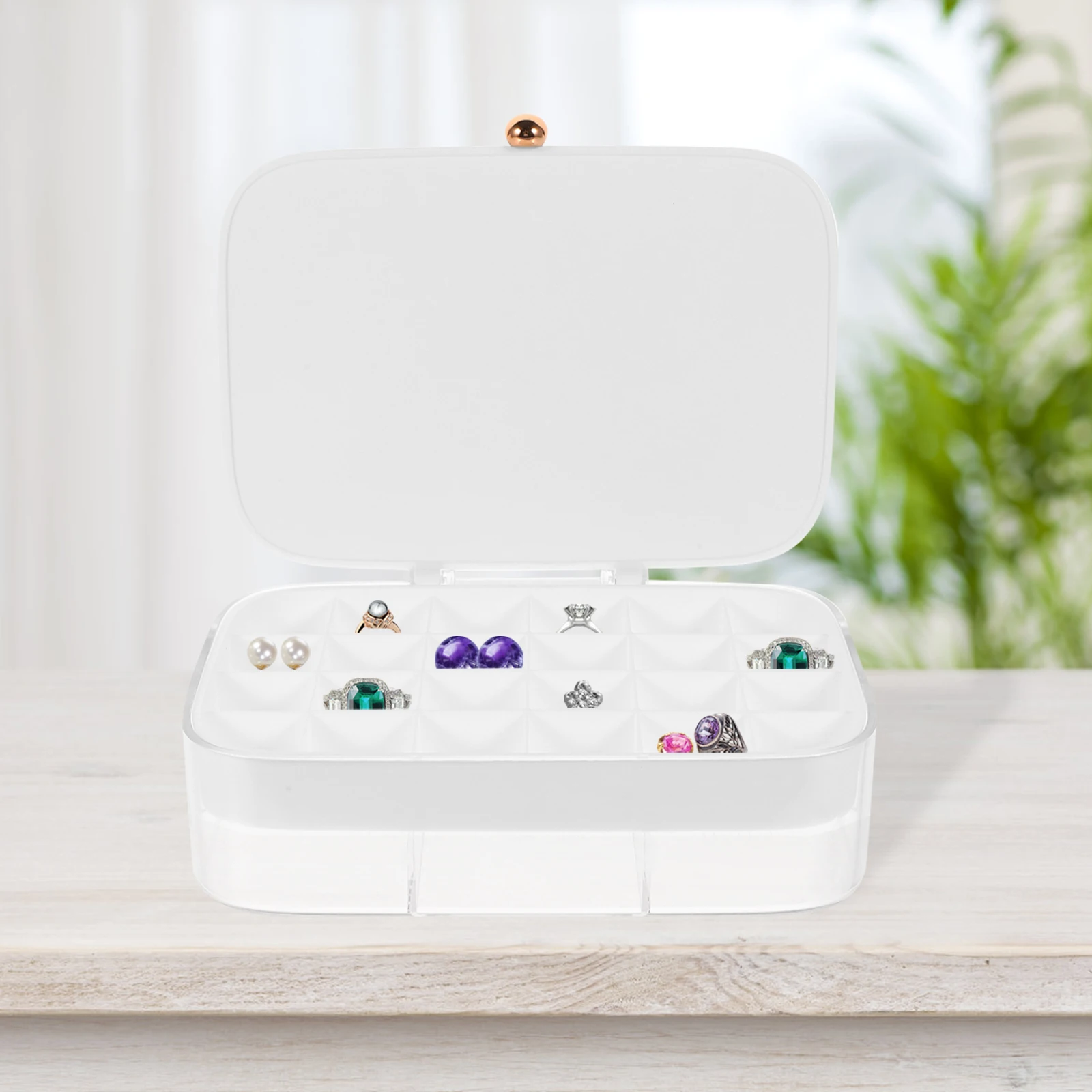 

Double Layer Earring Box Compartments Jewelry Box White Storage ganizer for Earrings Rings Travel Case Display