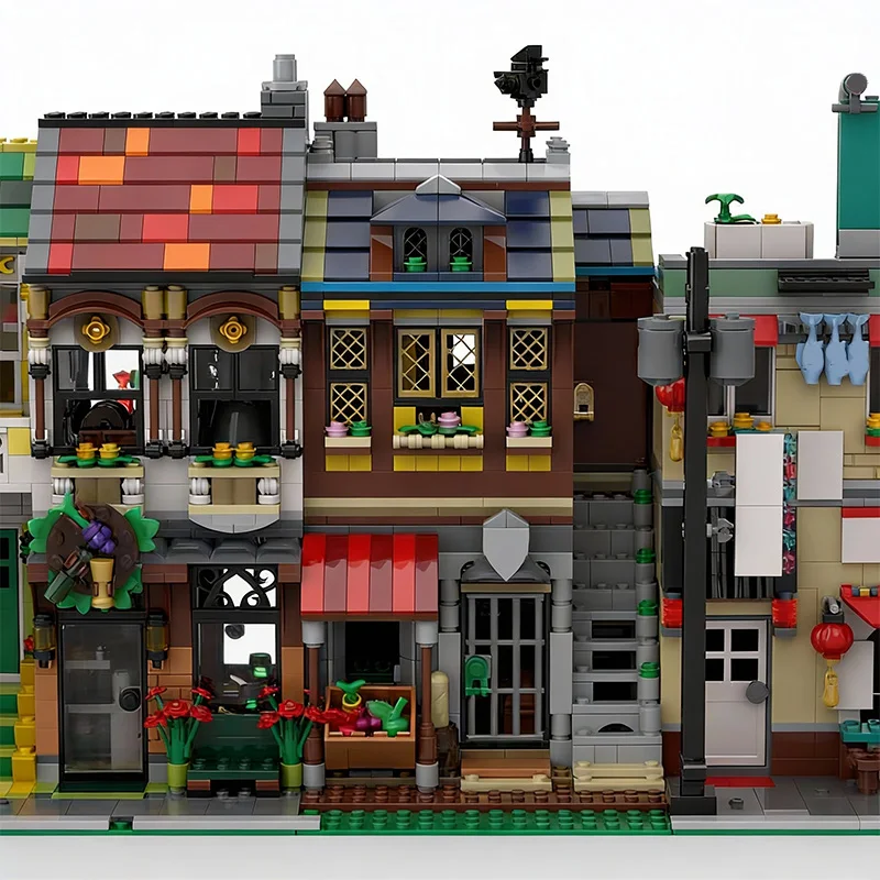 Set di Costruzioni da 1051 Pezzi, Casa del Commerciante Medievale MOC, Blocchi Modulari Personalizzabili, Giocattolo Tecnologico Popolare Fai-da-Te, Regalo per Festival