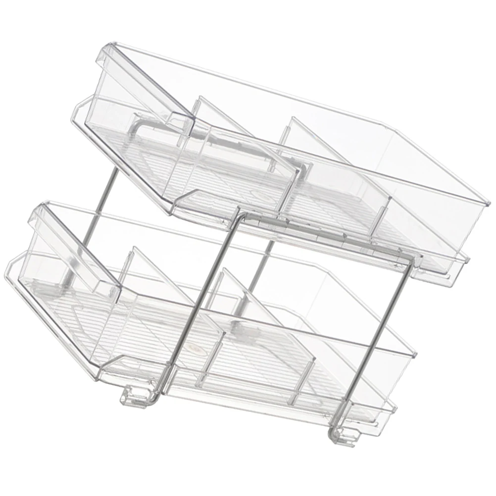 

1 set Double Layer Sliding Storage Rack Stainless Steel Bathroom Countertop Organizer Shelf for Toiletries Kitchen Seasoning
