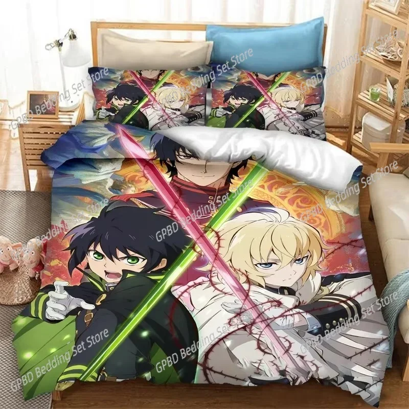Anime Seraph of the End Bedding Set For Bedroom Soft Modern Bedspreads Comefortable Kids Duvet Cover Quilt Cover And Pillowcase