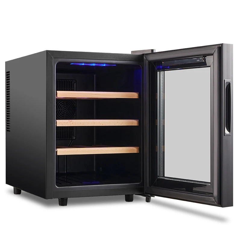 32L Wine Cooler | Beech Wood/Stainless Steel Shelves | Wine Refrigerator | Semiconductor Cooling | Freestanding | Light-Blocking