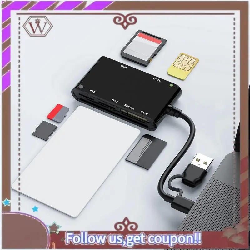 

ABBG-USB C USB 3.0 Multi Card Reader 6 In 1 Smart/MS/M2/TF/SIM/SD Picture Card Reader Emory Stick Pro Duo Adapter
