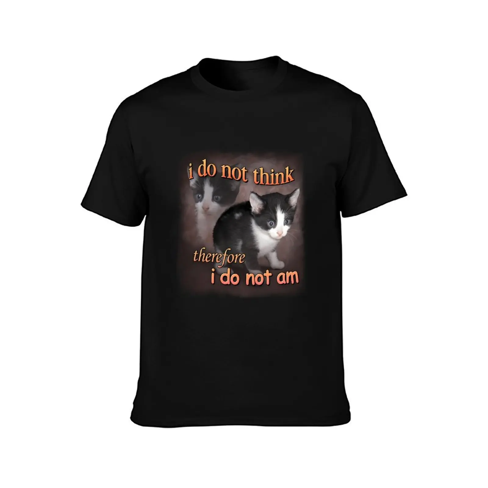 I Do Not Think Therefore I Do Not Am - Cat Meme Portrait T-Shirt High Elasticity Sports T-Shirt